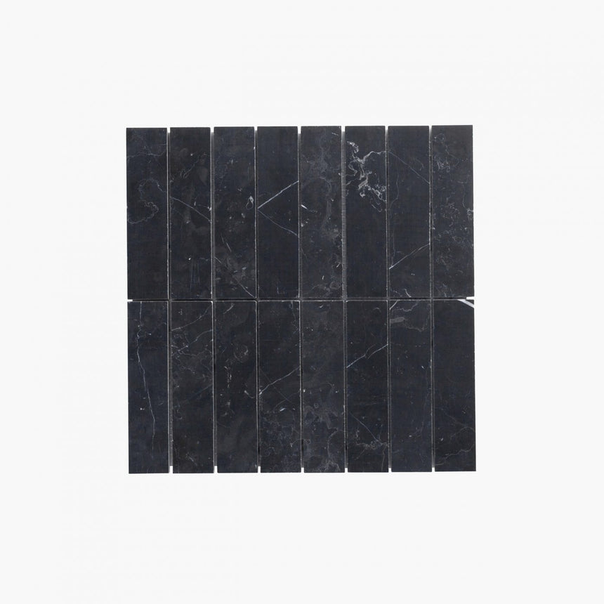Natural Marble Mosaic Straight 36x150 Nero Marquina Honed Marble Mosaic Tilemall