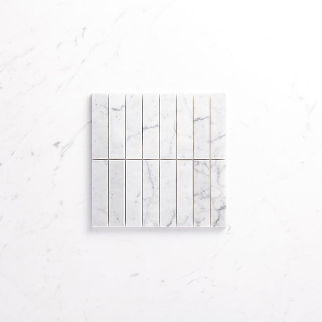 Natural Marble Mosaic Straight 36x150 Carrara Honed Sample Sample Tilemall