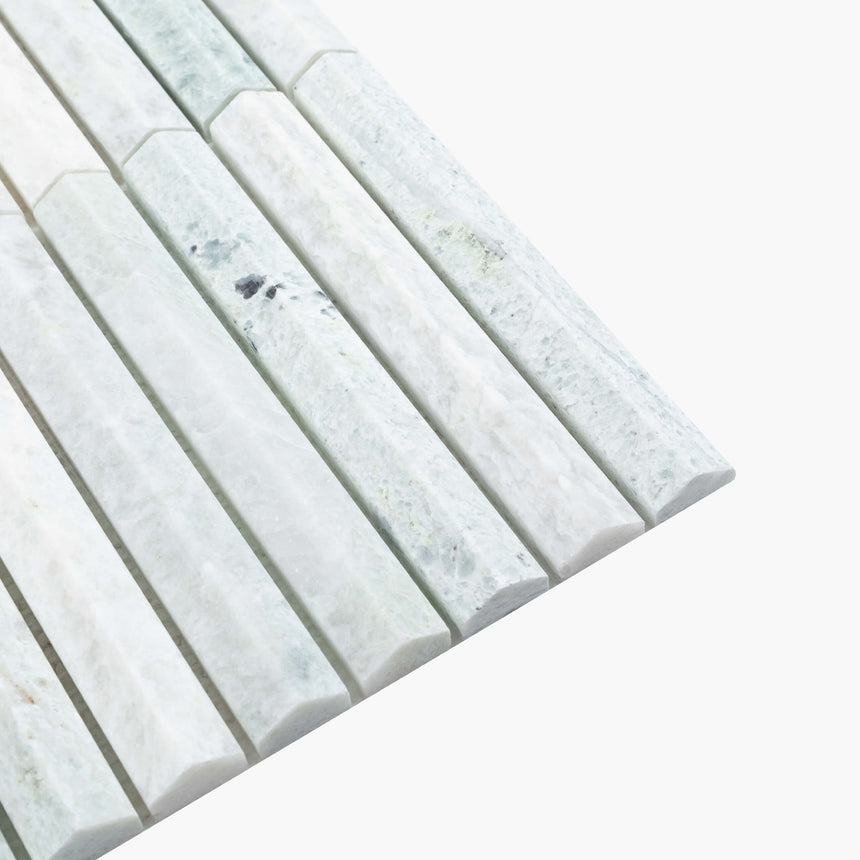 Natural Marble Mosaic Triangle 20x145 Ming Green Honed Marble Mosaic Tilemall