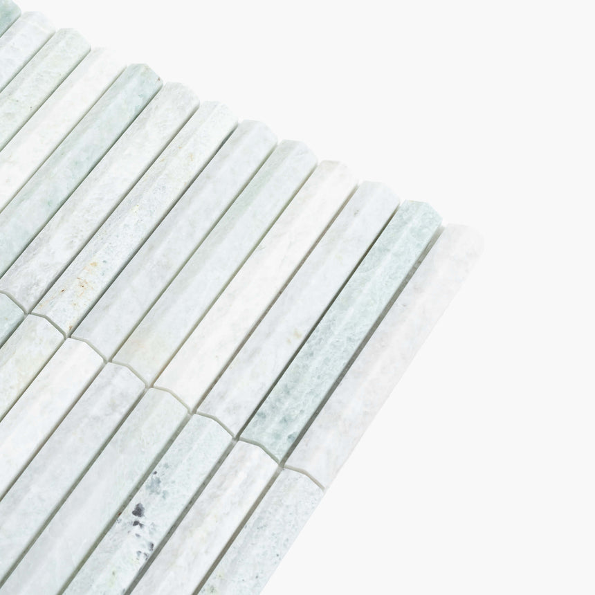 Natural Marble Mosaic Triangle 20x145 Ming Green Honed Marble Mosaic Tilemall