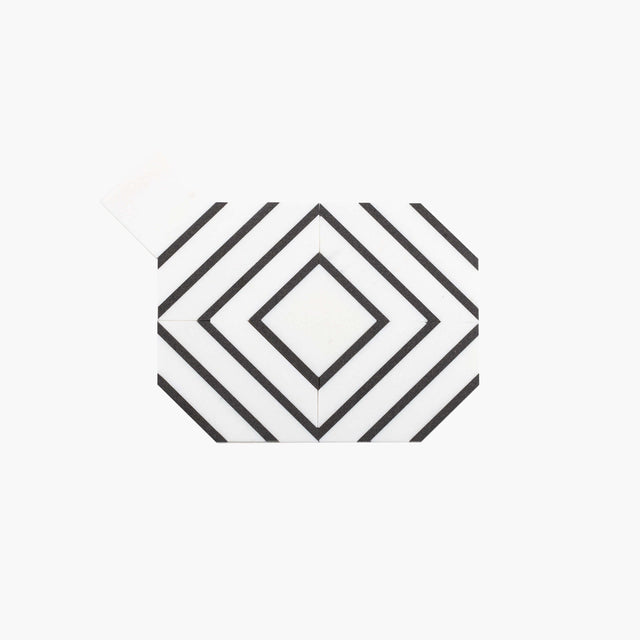 Natural Marble Mosaic Trove 223x295 Thassos and Basalt Polished Marble Mosaic Tilemall