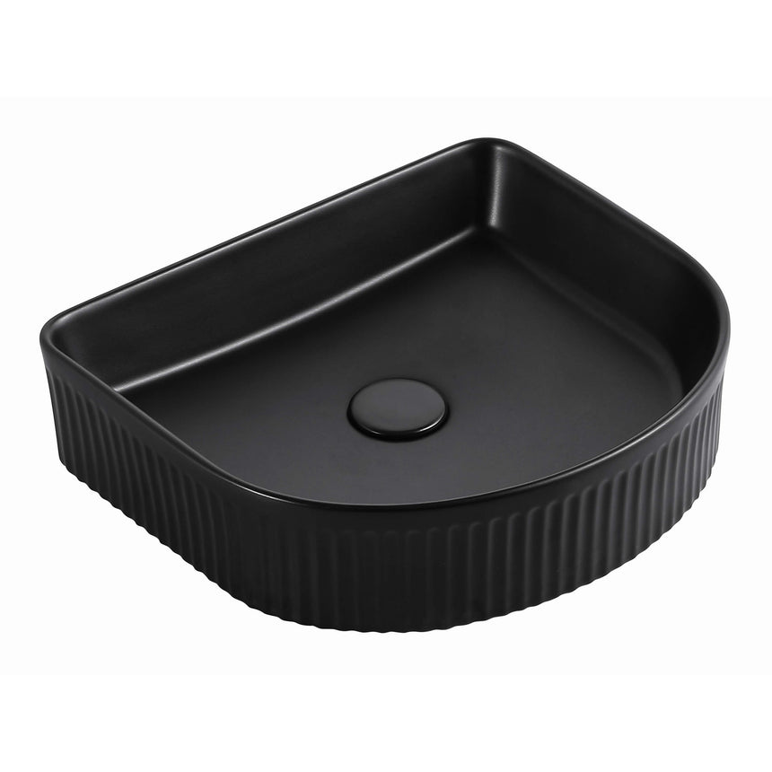 Archie Above Counter Center Waste Basin 415x365mm Matte Black Bathroom Basin Otti Australia