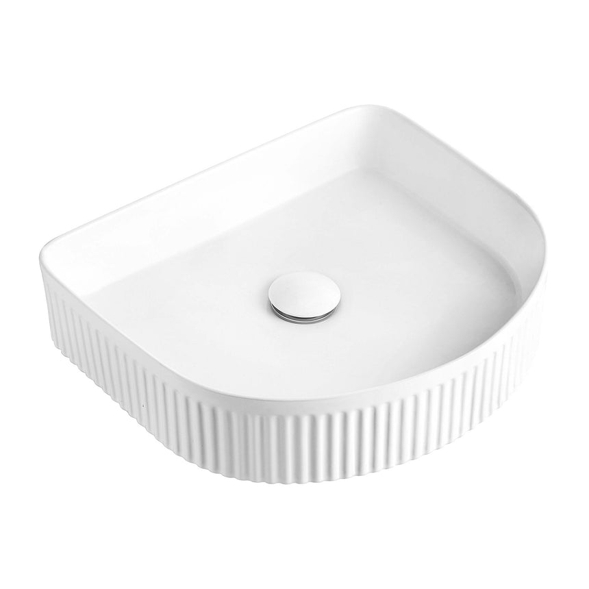 Archie Above Counter Center Waste Basin 415x365mm Matte White Bathroom Basin Otti Australia