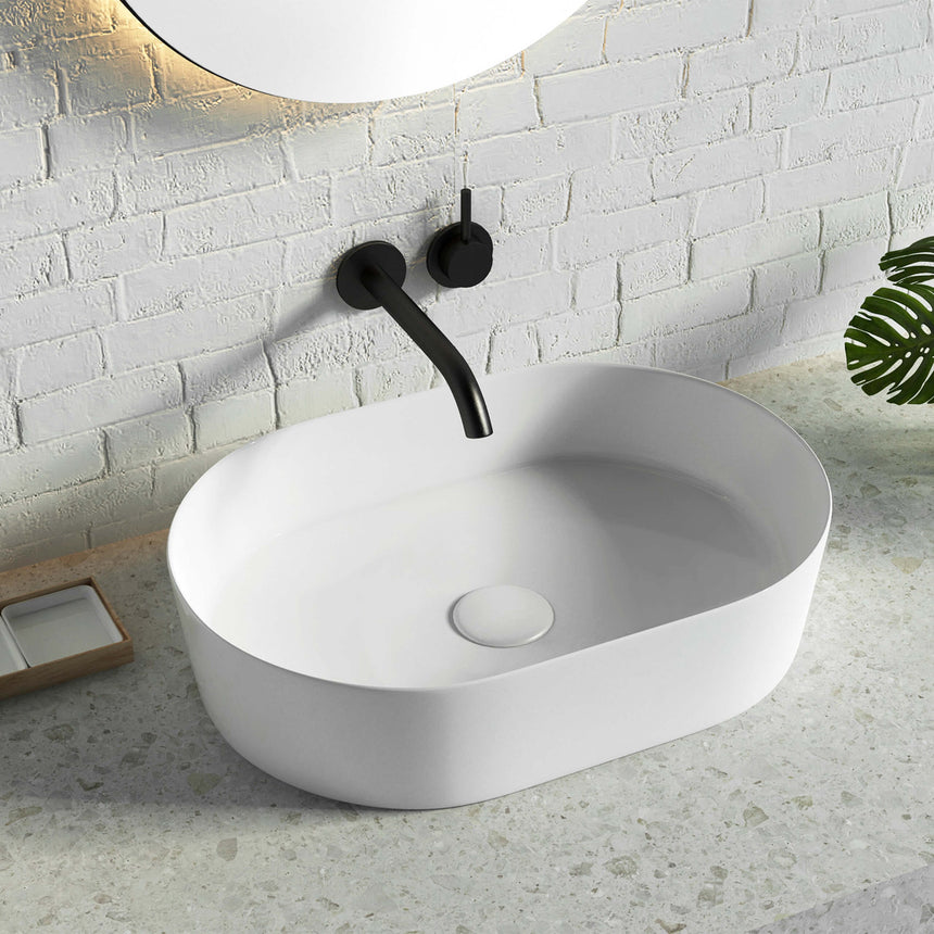 Quay Oval Basin 500x340mm Gloss White Bathroom Basin Otti Australia