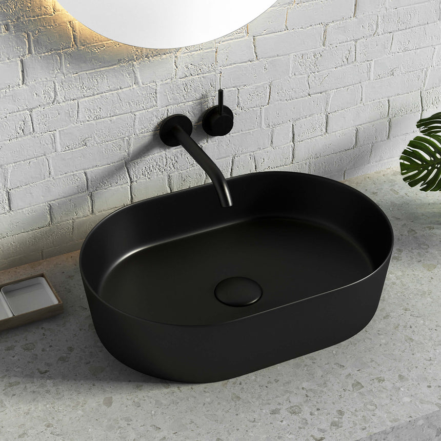 Quay Oval Basin 500x340mm Matte Black Bathroom Basin Otti Australia