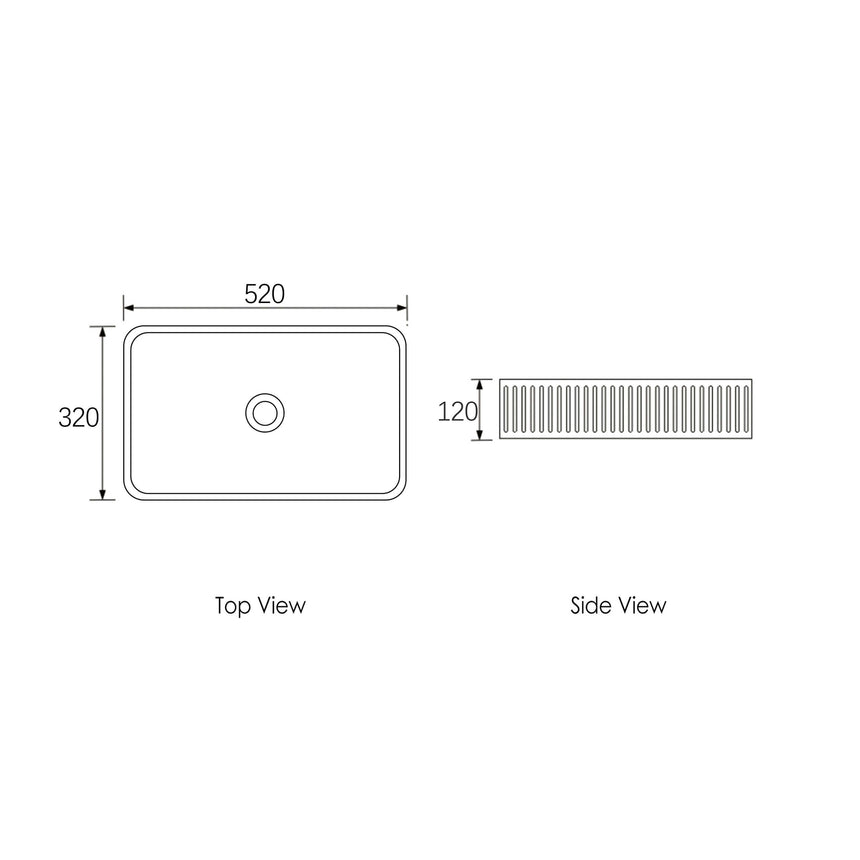 Hudson Square Concrete Basin 520x320x120mm White Bathroom Basin Otti Australia