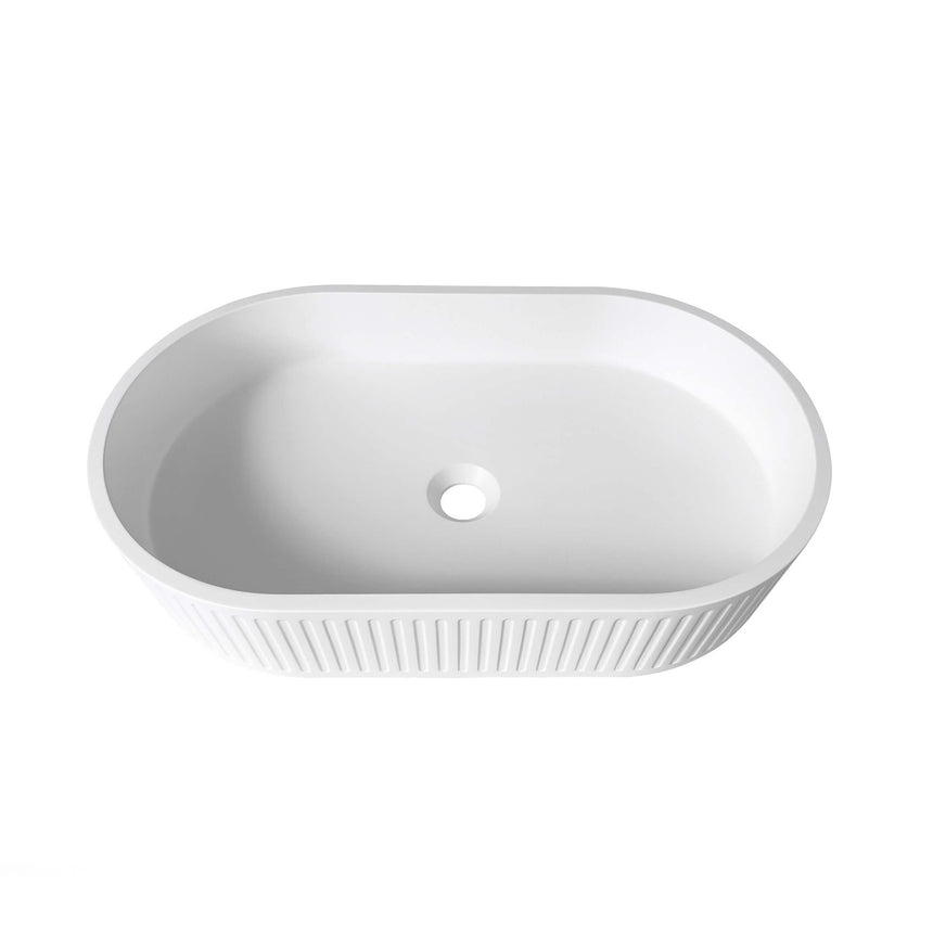 Hudson Oval Concrete Basin 600x350x120mm White Bathroom Basin Otti Australia
