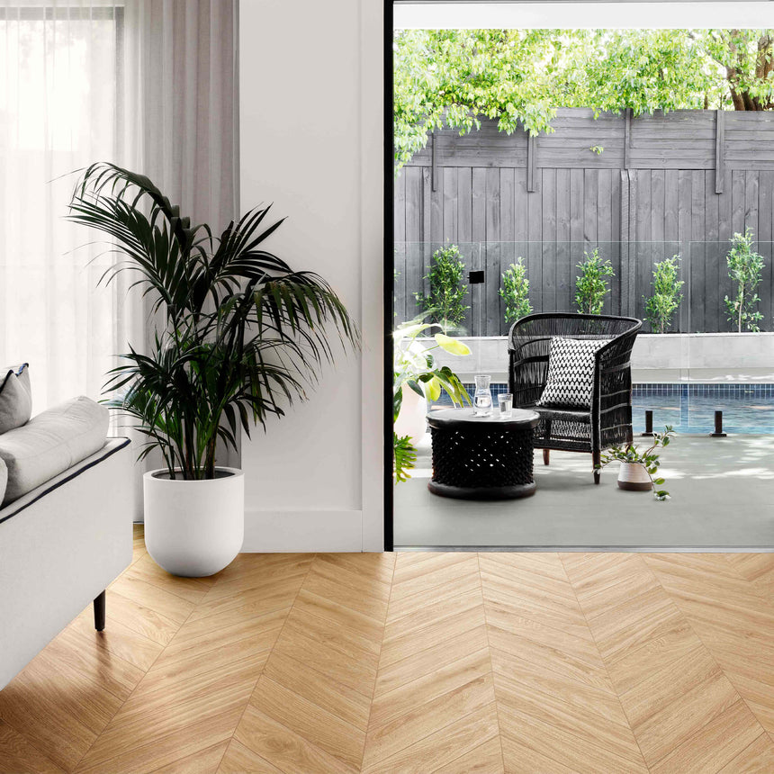 Oltre Chevron 540x110 Matt Caramel Timber Look Tiles Tilemall