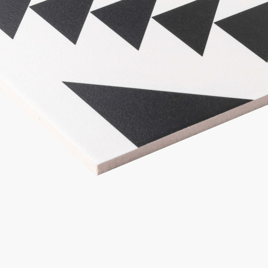 Pattern Tile Modern Black & White 21087 200x200 Matt Encaustic Look Tiles Tilemall