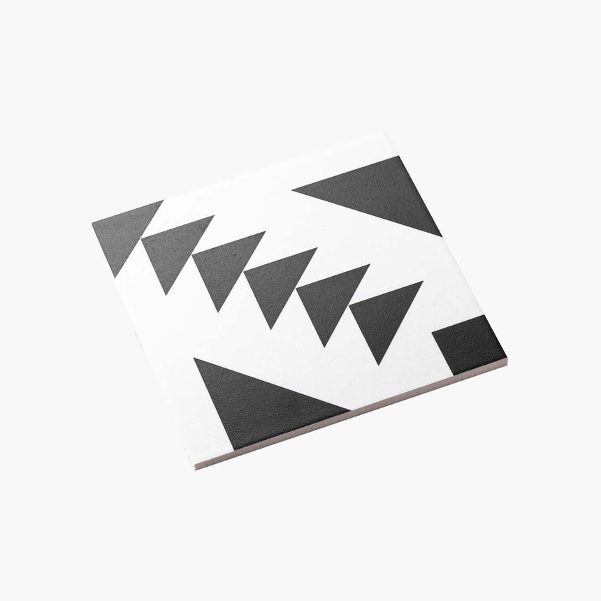 Pattern Tile Modern Black & White 21087 200x200 Matt Encaustic Look Tiles Tilemall