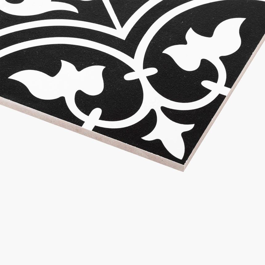 Pattern Tile Modern Black & White 2547 200x200 Matt Encaustic Look Tiles Tilemall