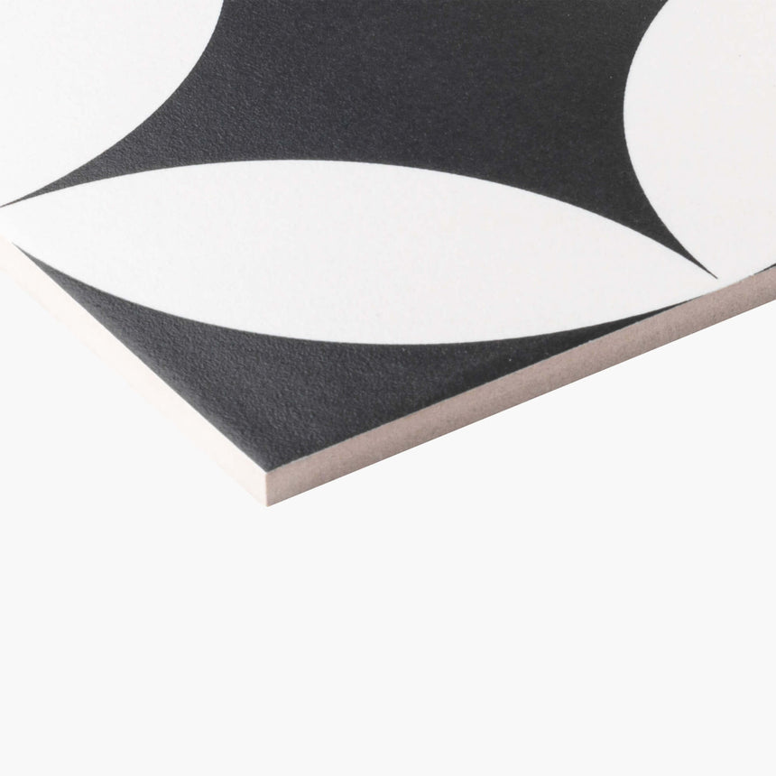 Pattern Tile Modern Black & White 2844 200x200 Matt Encaustic Look Tiles Tilemall