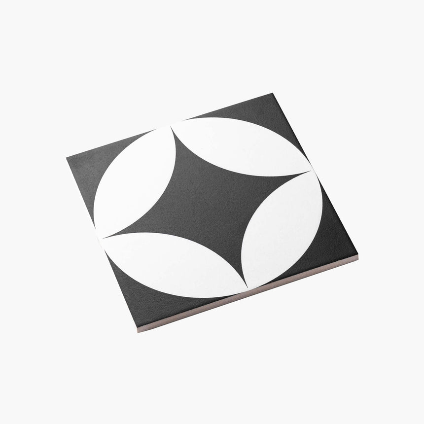 Pattern Tile Modern Black & White 2844 200x200 Matt Encaustic Look Tiles Tilemall