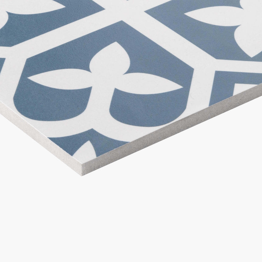 Pattern Tile Picasso Bloom Baby Blue 200x200 Matt Encaustic Look Tiles Tilemall
