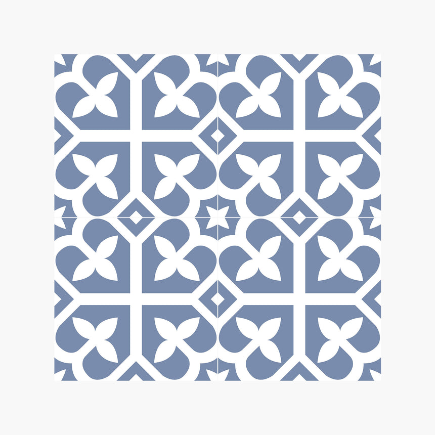 Pattern Tile Picasso Bloom Baby Blue 200x200 Matt - Pressed Sample Sample Tilemall