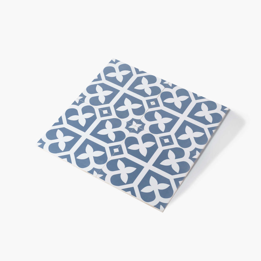 Pattern Tile Picasso Bloom Baby Blue 200x200 Matt Encaustic Look Tiles Tilemall