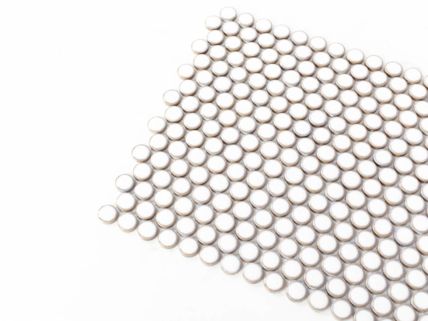 Antique Porcelain Mosaic Small PennyRound D19 White Glossy Porcelain Mosaic Tilemall