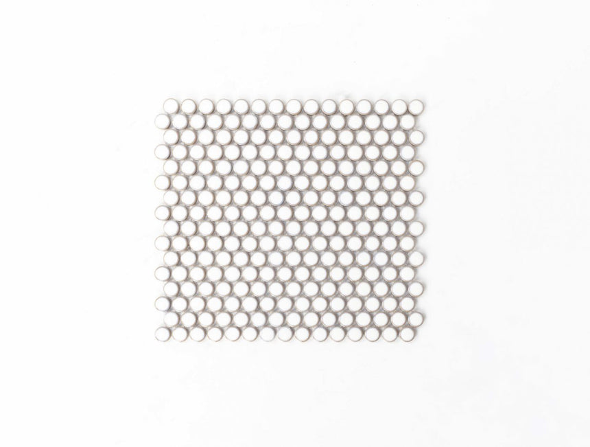 Antique Porcelain Mosaic Small PennyRound D19 White Glossy Porcelain Mosaic Tilemall