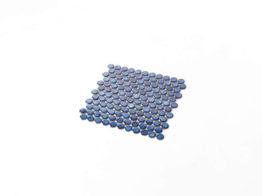 Antique Porcelain Mosaic Big Penny Round D28 Blue Glossy Porcelain Mosaic Tilemall