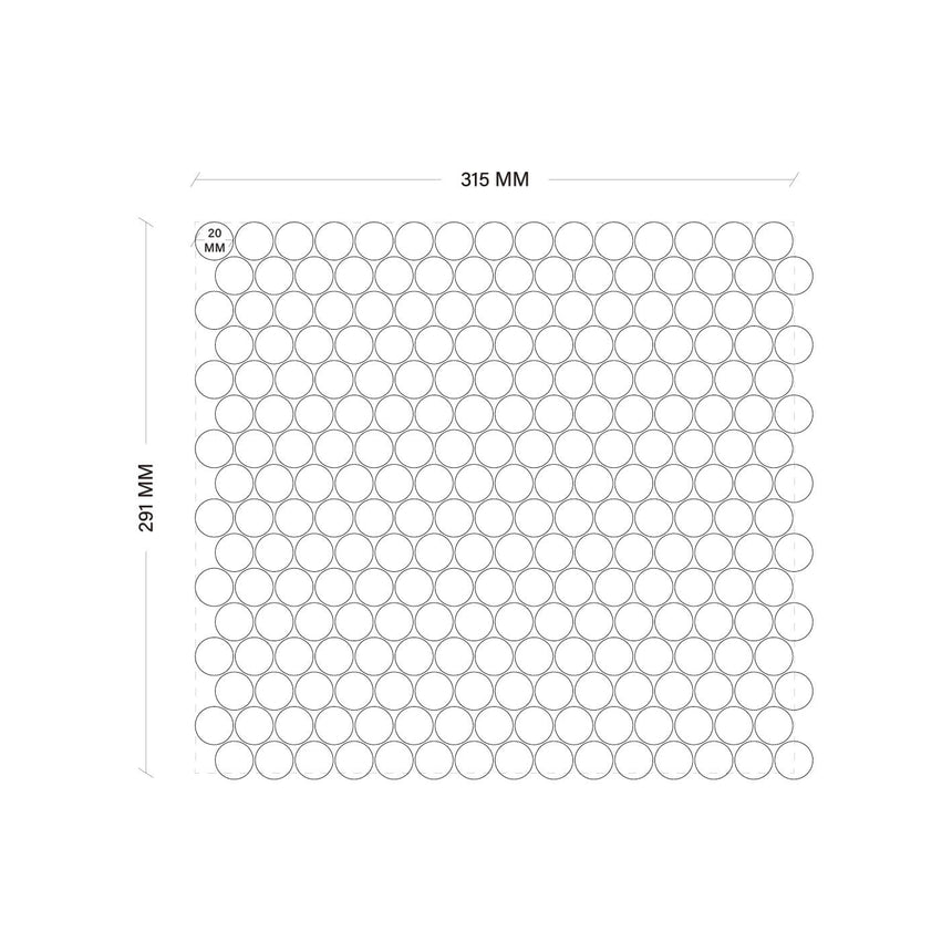 Porcelain Mosaic Penny Round D20 Gloss White Porcelain Mosaic Tilemall