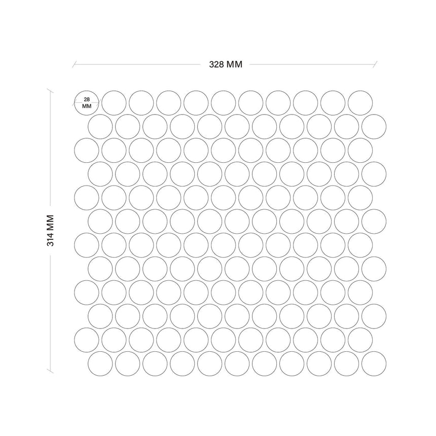 Antique Porcelain Mosaic Big PennyRound D28 White Glossy Porcelain Mosaic Tilemall