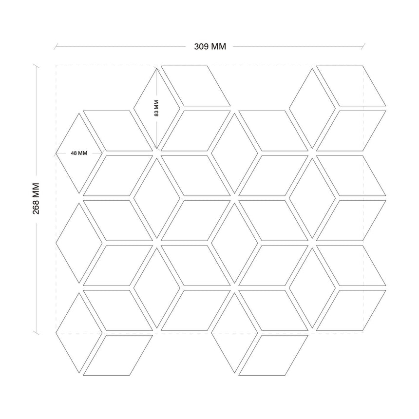 Porcelain Mosaic Diamond Cube 83x48 Gloss Black Porcelain Mosaic Tilemall