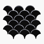 Porcelain Mosaic FanShape 75mm Gloss Black