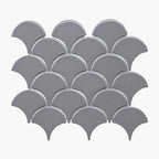 Porcelain Mosaic FanShape 75mm Gloss Grey