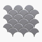 Porcelain Mosaic FanShape 75mm Matt Grey