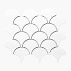 Porcelain Mosaic FanShape 75mm Matt White