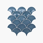 Porcelain Mosaic FanShape 95mm Gloss Marina Blue