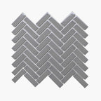 Porcelain Mosaic Herringbone 25x75mm Gloss Grey Sample