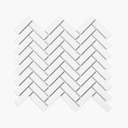 Porcelain Mosaic Herringbone 25x75 Gloss White Sample
