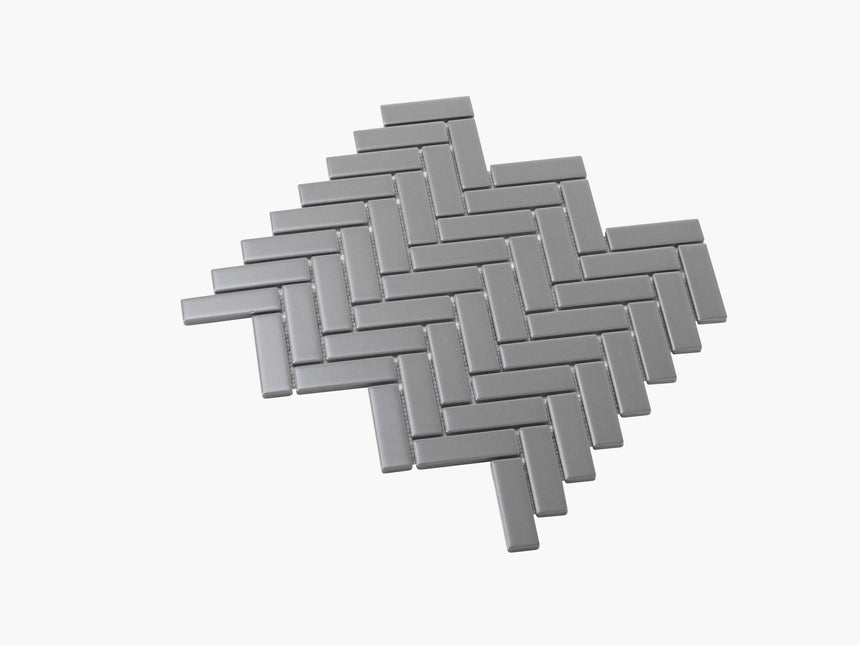 Porcelain Mosaic Herringbone 25x75 Matt Grey Porcelain Mosaic Tilemall