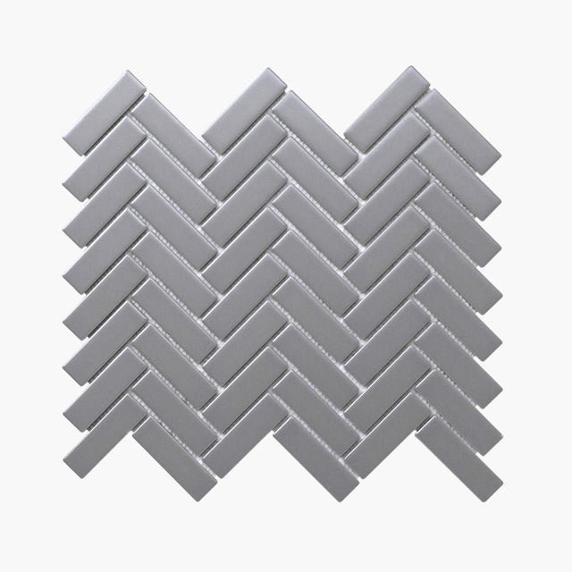 Porcelain Mosaic Herringbone 25x75 Matt Grey Porcelain Mosaic Tilemall