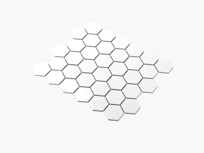 Porcelain Mosaic Hexagon 51x59 Gloss White Porcelain Mosaic Tilemall