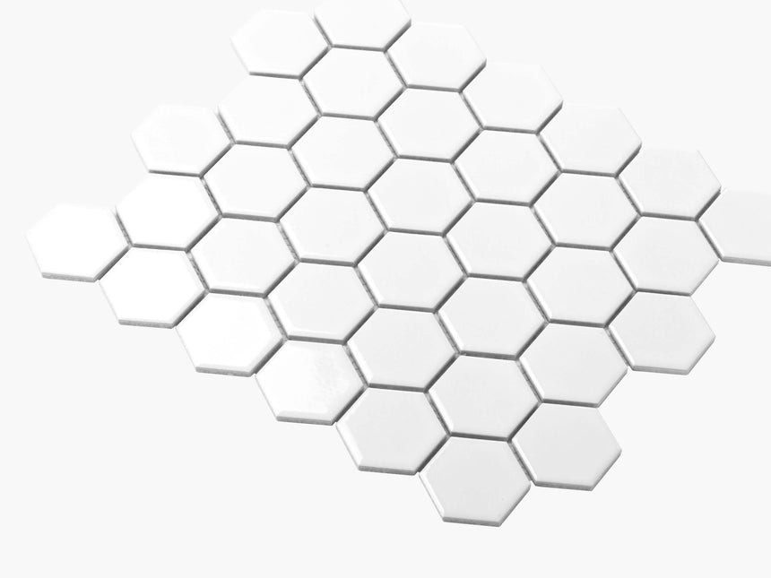 Porcelain Mosaic Hexagon 51x59 Gloss White Porcelain Mosaic Tilemall