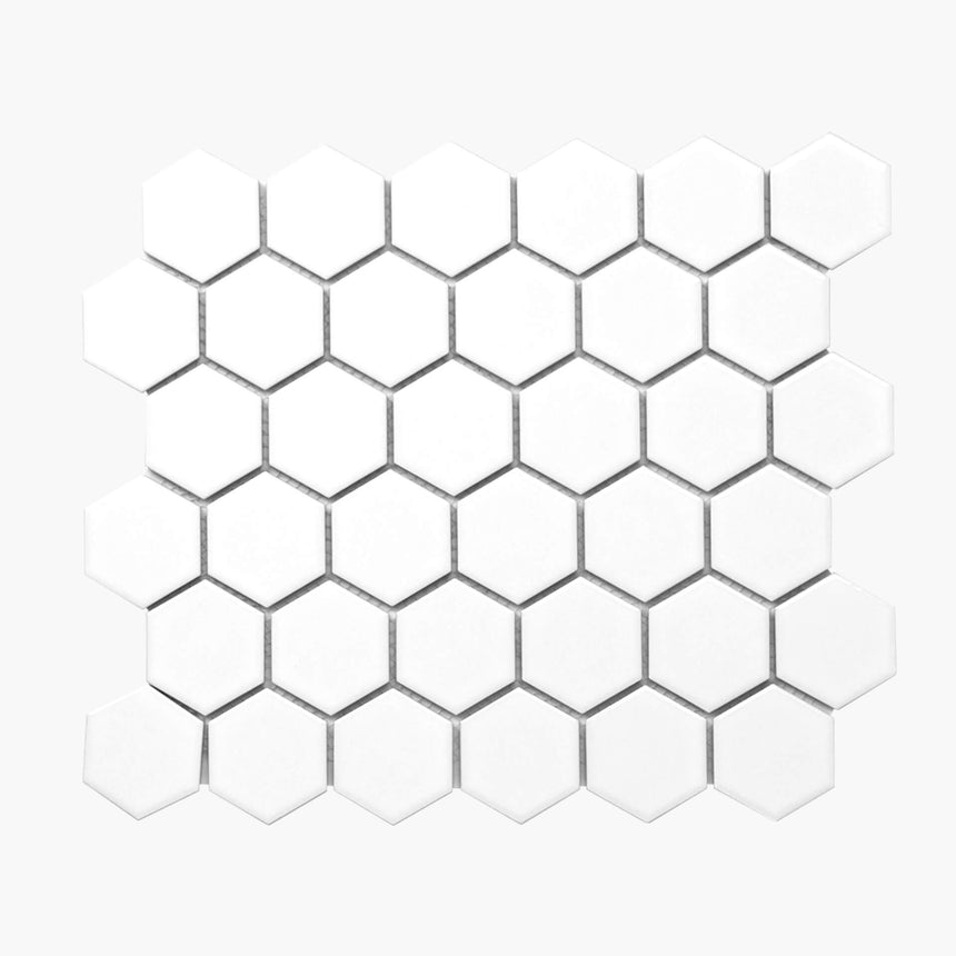 Porcelain Mosaic Hexagon 51x59 Gloss White Porcelain Mosaic Tilemall