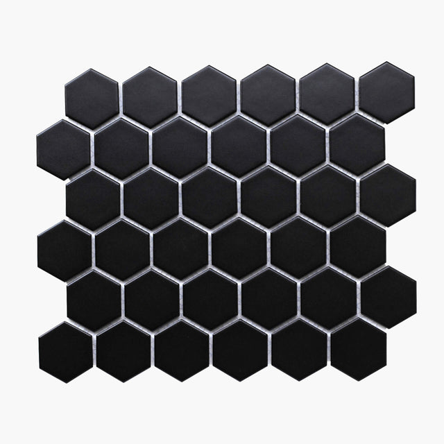 Porcelain Mosaic Hexagon 51x59 Matt Black Porcelain Mosaic Tilemall