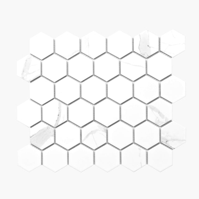 Porcelain Mosaic Hexagon 51x59 Matt Carrara Porcelain Mosaic Tilemall