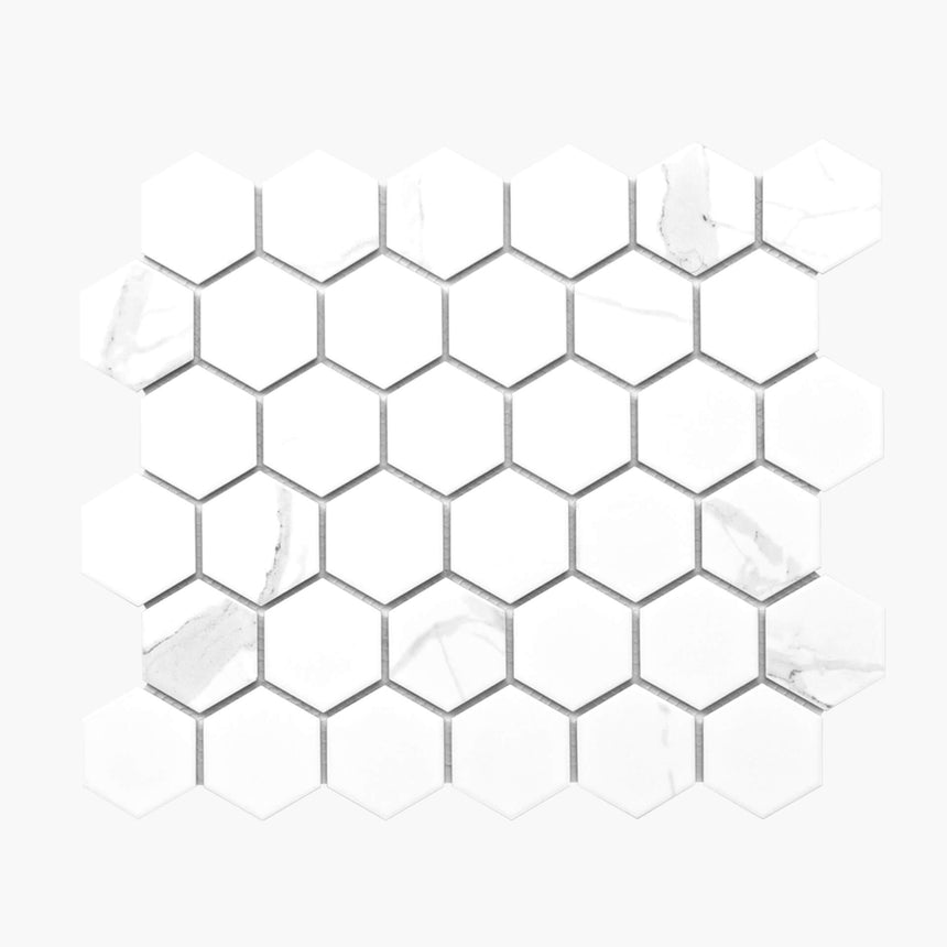 Porcelain Mosaic Hexagon 51x59 Matt Carrara Porcelain Mosaic Tilemall
