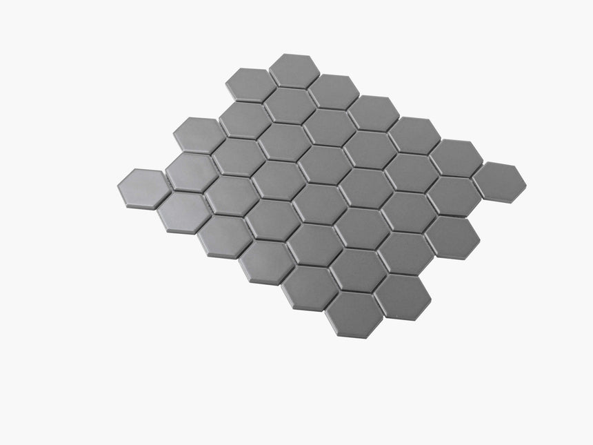 Porcelain Mosaic Hexagon 51x59 Matt Grey Porcelain Mosaic Tilemall