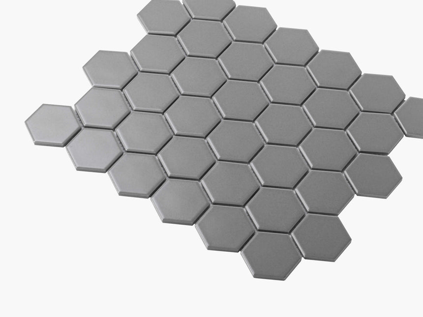 Porcelain Mosaic Hexagon 51x59 Matt Grey Porcelain Mosaic Tilemall