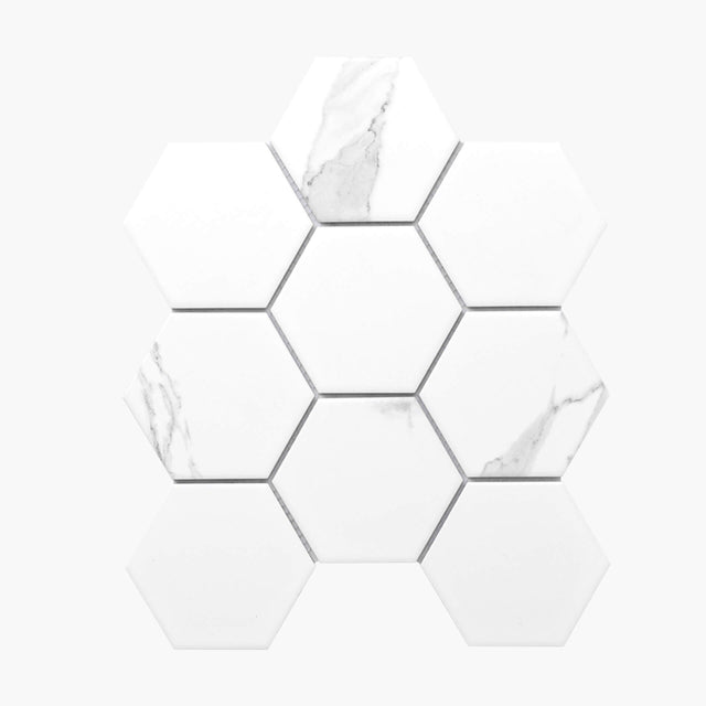 Porcelain Mosaic Hexagon 95x110 Matt Carrara Porcelain Mosaic Tilemall