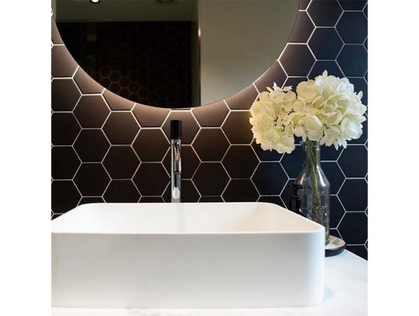 Porcelain Mosaic Hexagon 95x110 Matt Black Porcelain Mosaic Tilemall