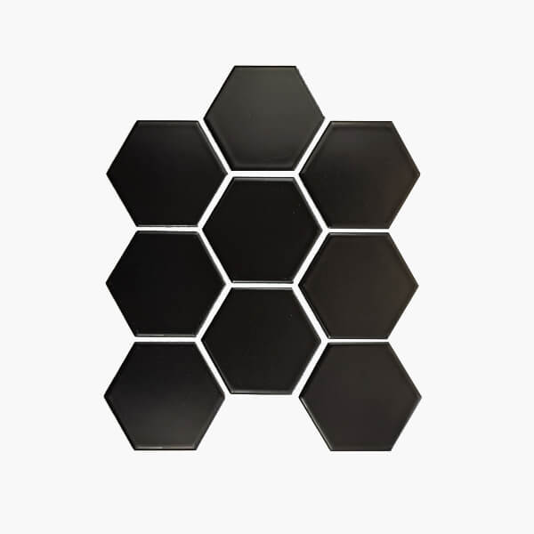 Porcelain Mosaic Hexagon 95x110 Matt Black Porcelain Mosaic Tilemall