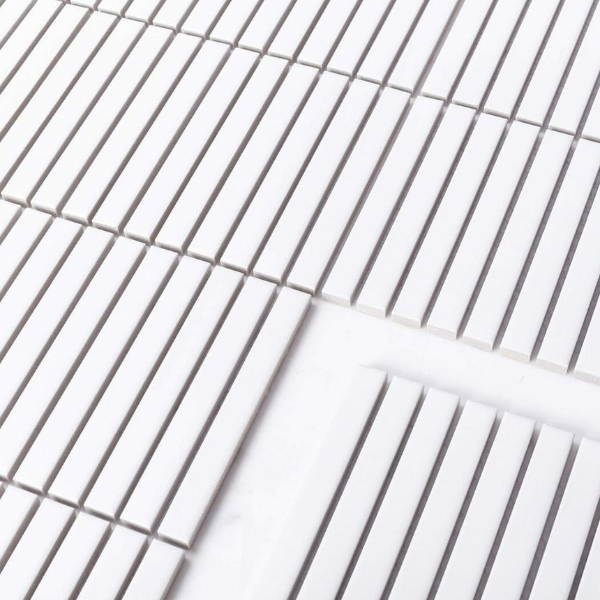 Porcelain Mosaic Kit Kat 15x145 Matt White Porcelain Mosaic Tilemall