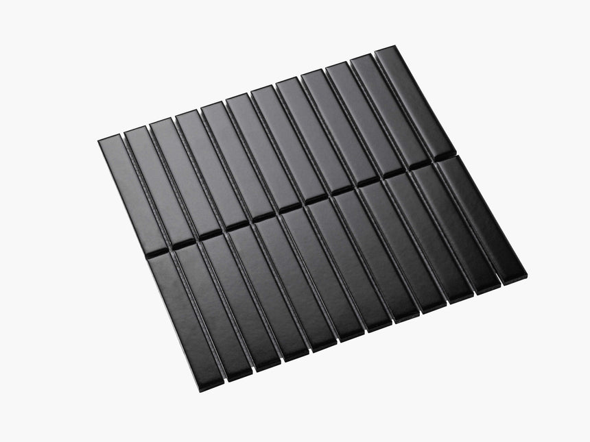 Porcelain Mosaic Kit Kat 22x145 Matt Black Porcelain Mosaic Tilemall