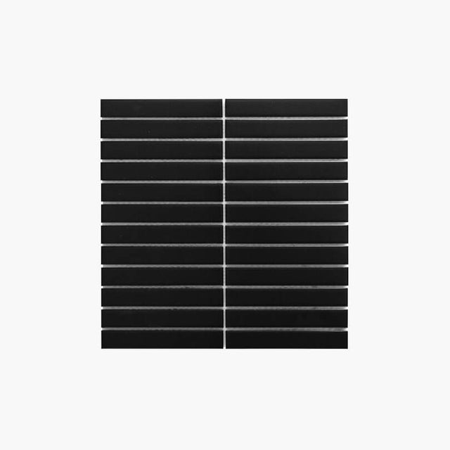 Porcelain Mosaic Kit Kat 22x145 Matt Black Porcelain Mosaic Tilemall