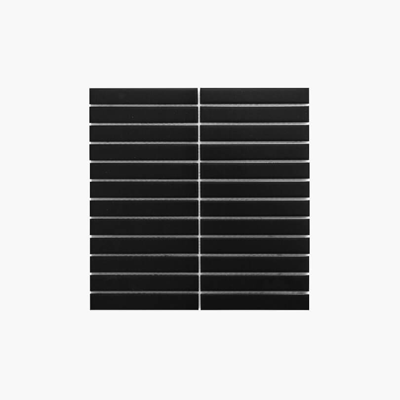 Porcelain Mosaic Kit Kat 22x145 Matt Black Porcelain Mosaic Tilemall
